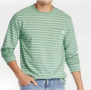 Goodfellow & Co Mint Green Striped Long Sleeve Tee
